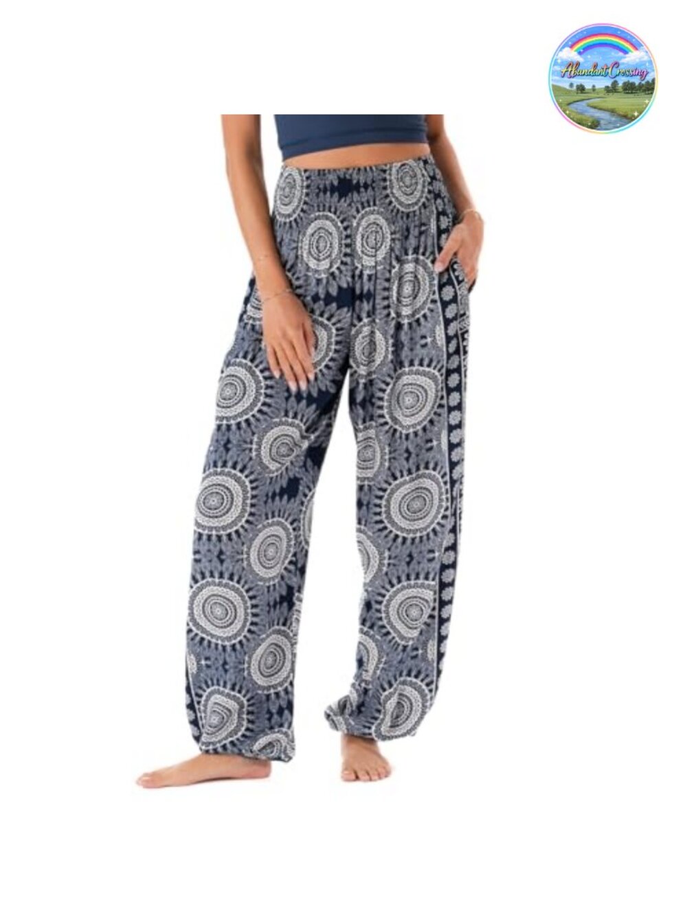 High Waisted Harem Pants for Yoga Beach Lounge Flowy Boho Genie Pants with
